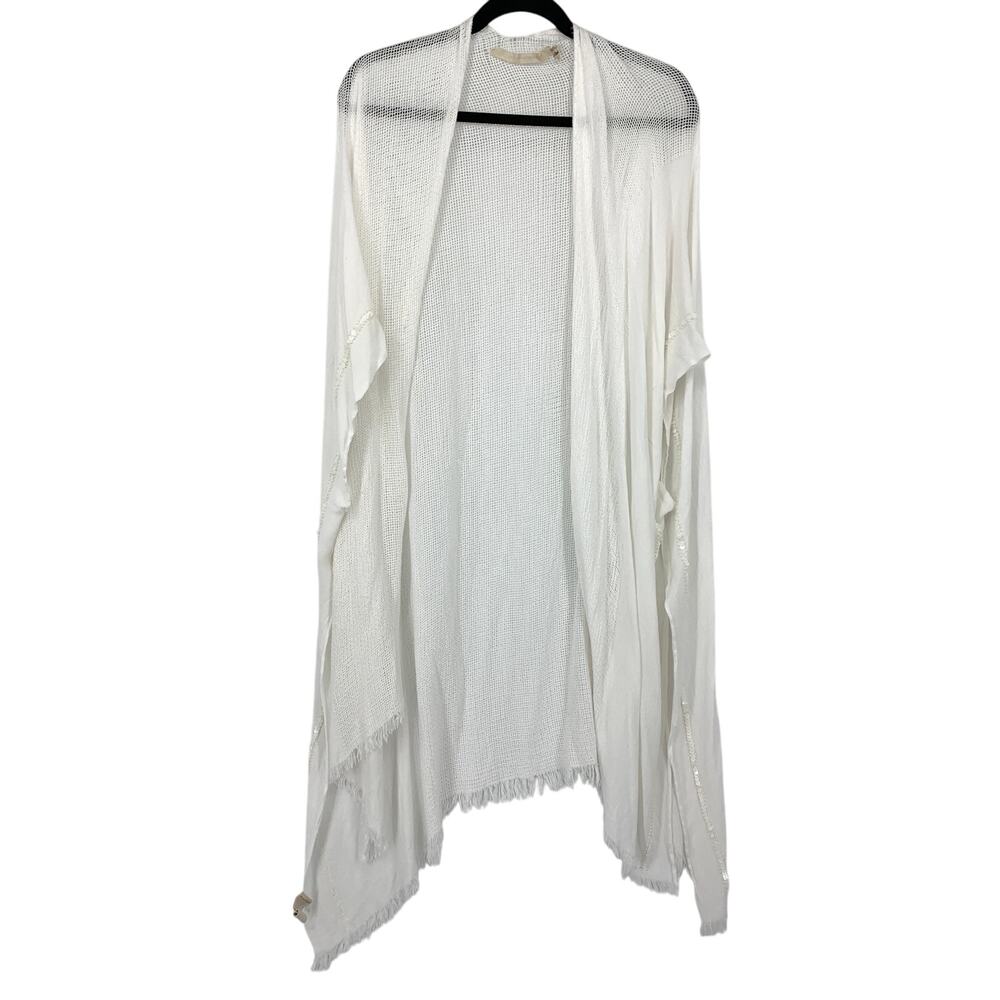 Soft Surroundings Open Front Cardigan Sweater One Size Asymmetrical Hem White